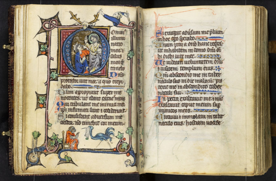 middeleeuws manuscript met miniatuur