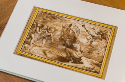 Rubenstekening voor het boek Opticorum libri sex