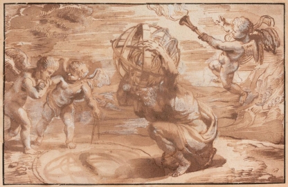 Atlas draagt een armillarium om de schaduw te bestuderen - Peter Paul Rubens