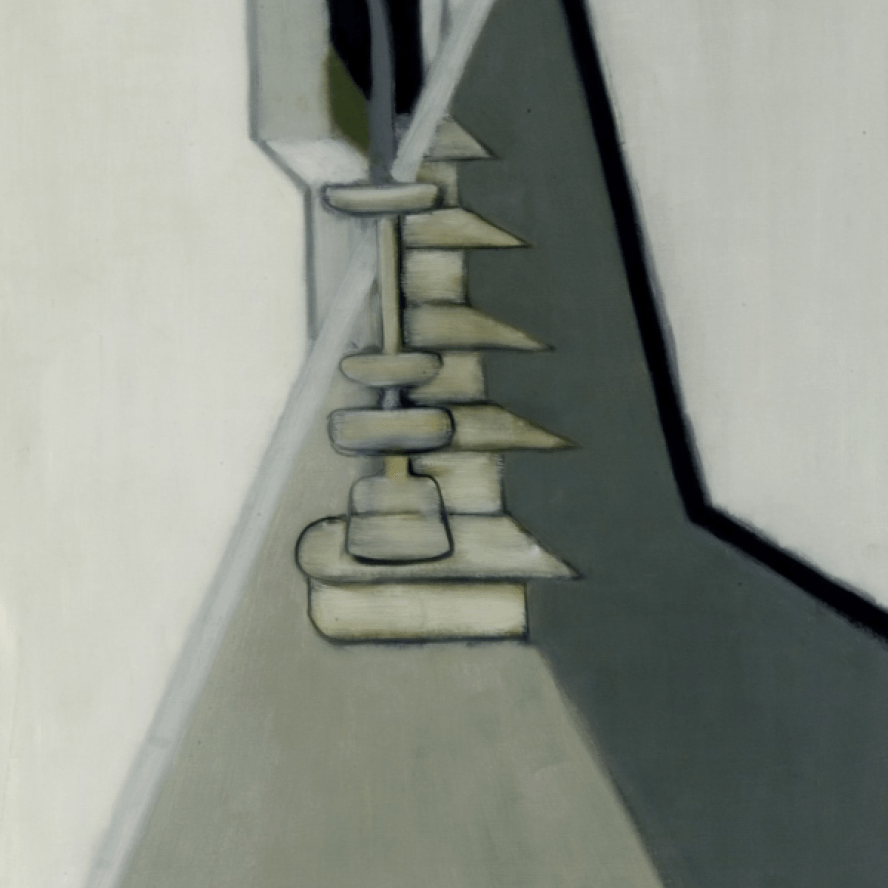 schilderij Gaston Bertrand abstracte trap grijstinten