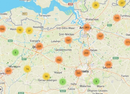 Kaart van jeugdinfrastructuur in Vlaanderen