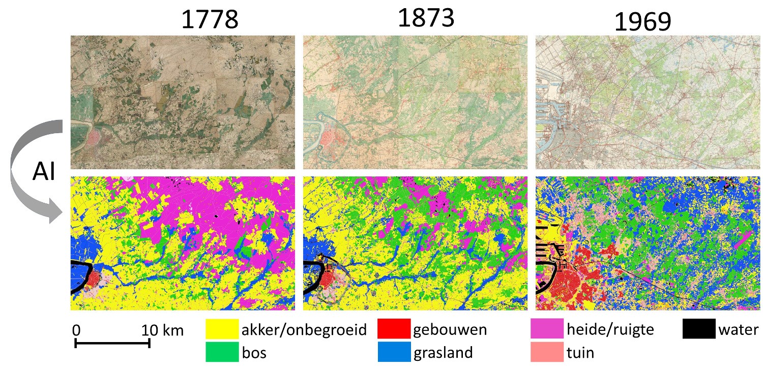 Historisch landgebruik omgeving Antwerpen (beeld INBO)