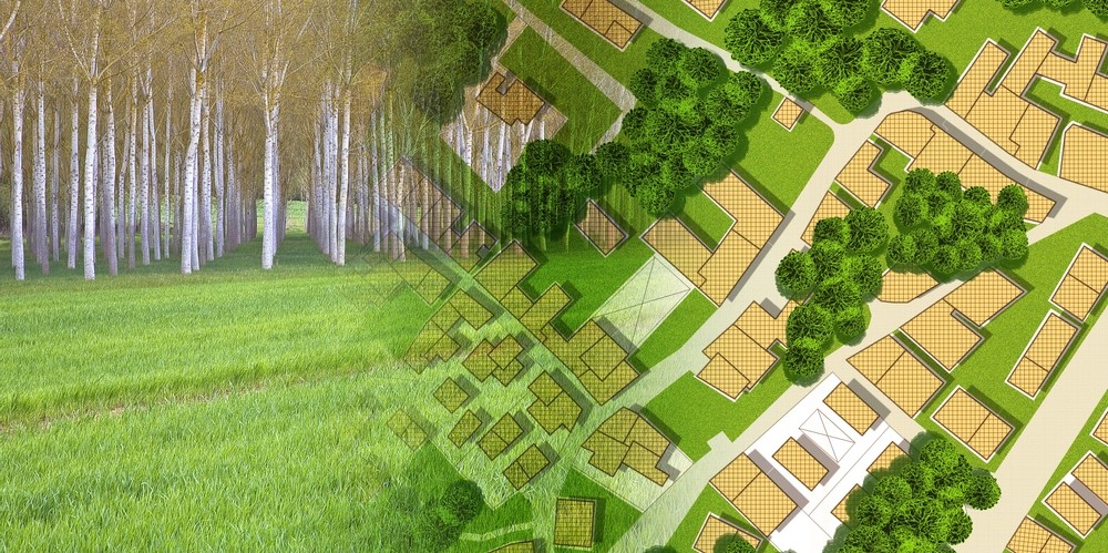 Conceptual image of open landscape and housing (Shutterstock)